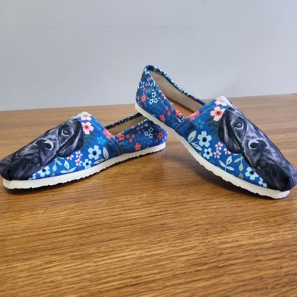 Groove Bags Floral Black Lab Blue Casual Fabric Slip On Shoes - Picture 5 of 12